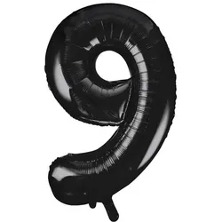 Folienballon Zahl 9 schwarz