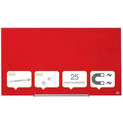 Nobo Glastafel Diamond 993x559mm rot magnetisch, abnehmbare Stiftablage