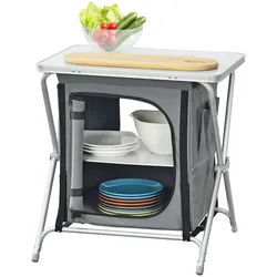 Campingschrank Tullinge mit Arbeitsplatte 60x45x64cm Dunkelgrau en.casa