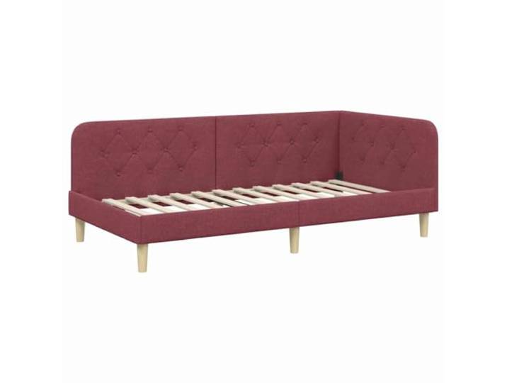PUGYNBK Eck-Bettgestell, weinrot, 90 x 190 cm, Stoff Bezug aus Polyester, wendbare Armlehnen, ausziehbar, Schlafsofa, L-Design, platzsparend