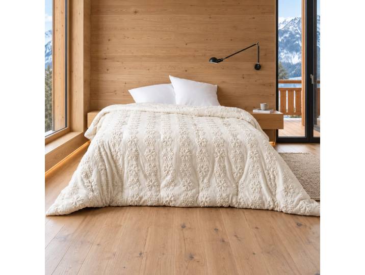 Jeté de lit flocon 230 x 250 cm écru - 230x250cm - ecru