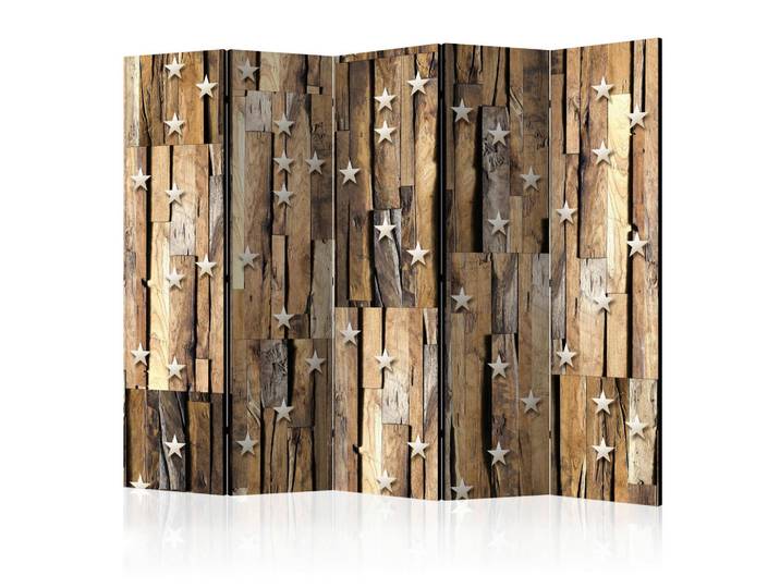 artgeist Paravent akustisch, Beige, Hellbraun, Holz, Kunststoff, Kiefer, massiv, Holzoptik, 225x172x3 cm, Motiv auf Vorder- und Rückseite, Akustikschaumstoff, Wohnzimmer, Raumteiler, Paravents