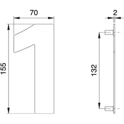 Edi Hausnummer Ziffer 1 VA ma 155mm B.70mm