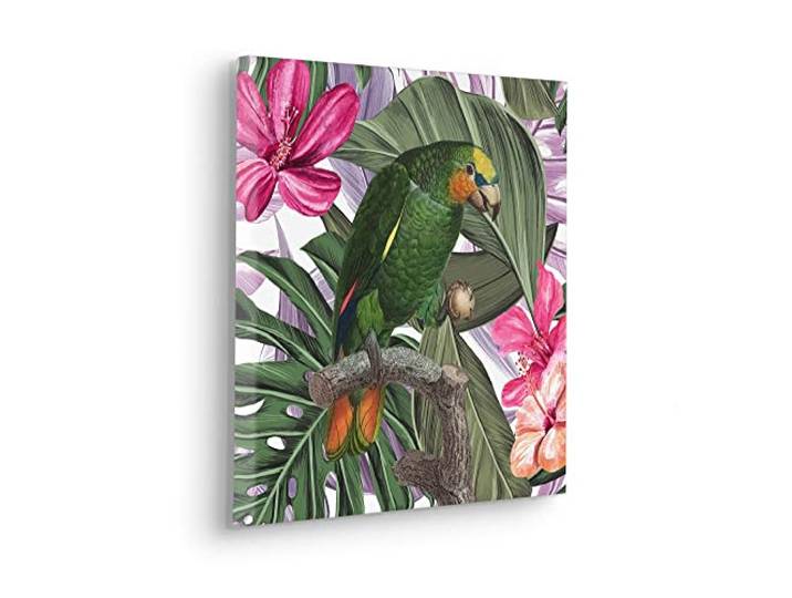 Komar Keilrahmenbild im Echtholzrahmen - Hibiscus Flirt - Größe 40 x 40 cm - Wandbild, Kunstdruck, Wanddekoration, Design, Wohnzimmer, Schlafzimmer