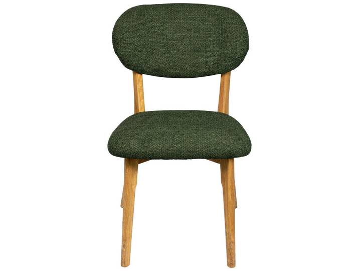 Carryhome Stuhl, Eiche, Olivgrün, Holz, Eiche, massiv, rund, 51x86x60 cm, Stoffauswahl, Esszimmer, Stühle, Esszimmerstühle, Vierfußstühle
