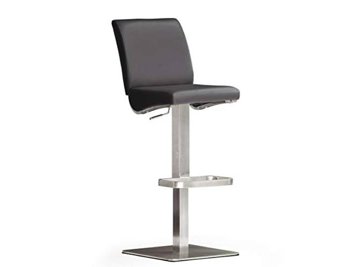 Robas Lund Barhocker Schwarz mit Lehne Barstuhl drehbar 180 Grad, Hocker höhenverstellbar, PU DI.AZ