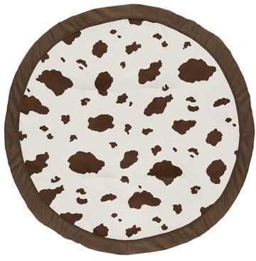 Sweet Jojo Designs Cow Print Girl Boy Gender Neutral Baby Tummy Time Playmat Brown Vintage Animal Print Western Southwest Retro