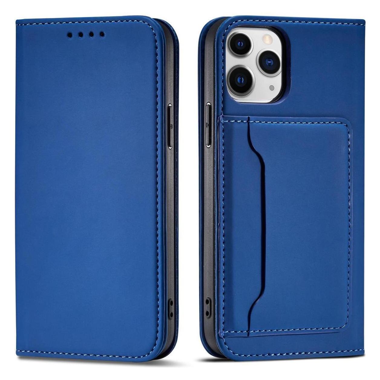 Hurtel Magnetkartenhülle für iPhone 12 Pro Hülle Kartenetui Kartenständer blau (Apple iPhone 12 Pro) (1404978613)