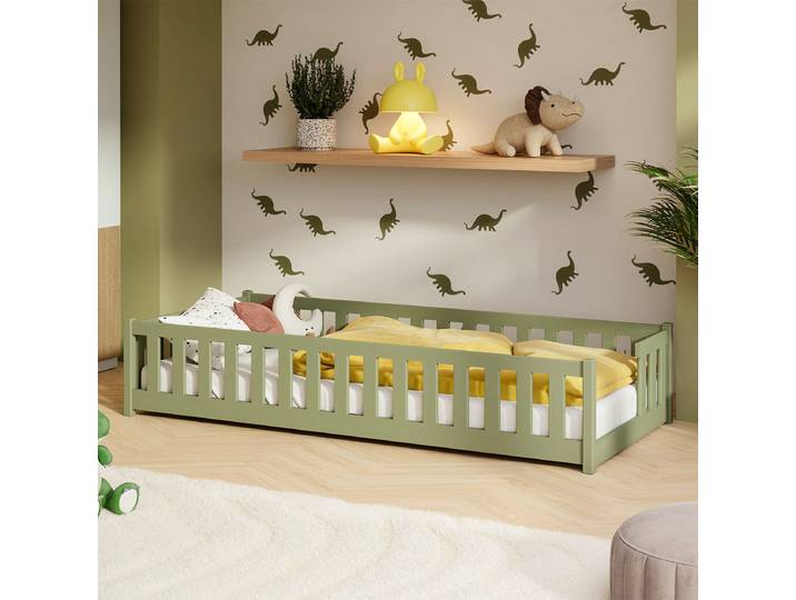 Lit au sol 90x200 sommier inclus Théa Olive