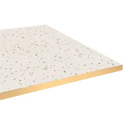 Restootab - Tischplatte 160x80 Dekor Terrazzo cassata Kanten messingfarben