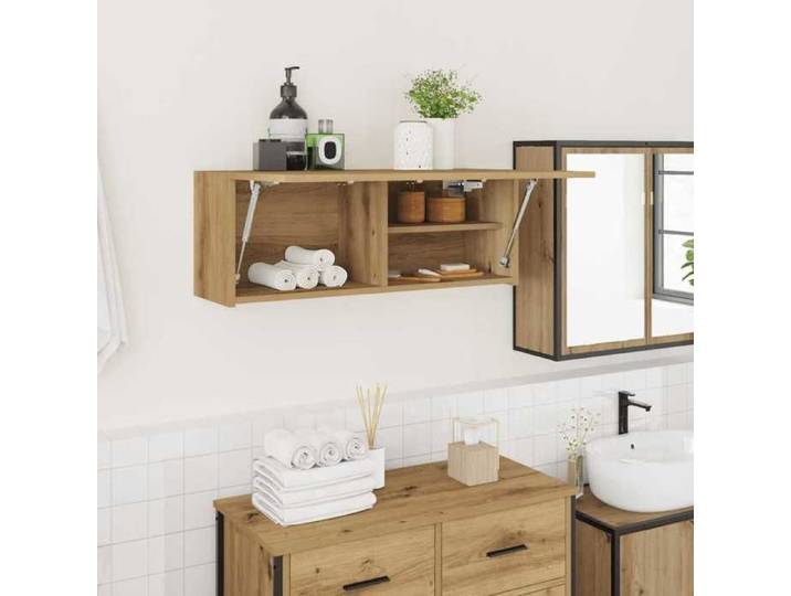Contemporain Armoire murale/buffet haut Contemporain de bain chêne artisanal bois d'ingénierie @16144 @