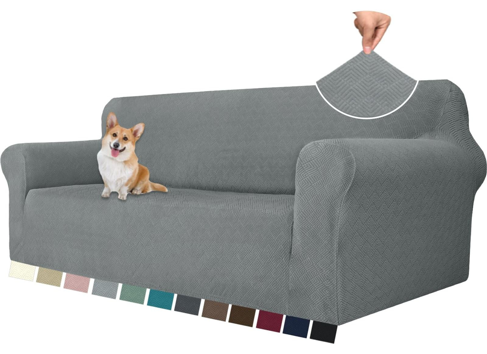 Stretch Sofa Cover voor 3-Zits Sofa, Donkergrijs