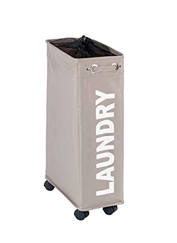 Wenko Wasmand Corno met handvatten en wieltjes beige/grijs B/D/H: 60 x 40 x 18,5 cm
