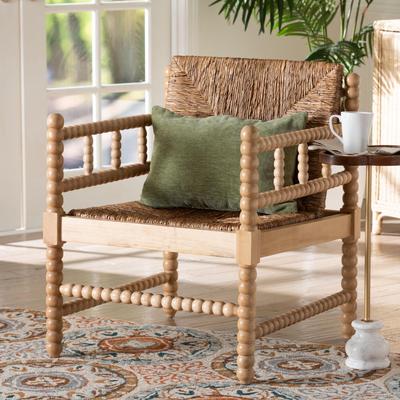 bali & pari Dolores Woven Seagrass Armchair with Bobbin Frame