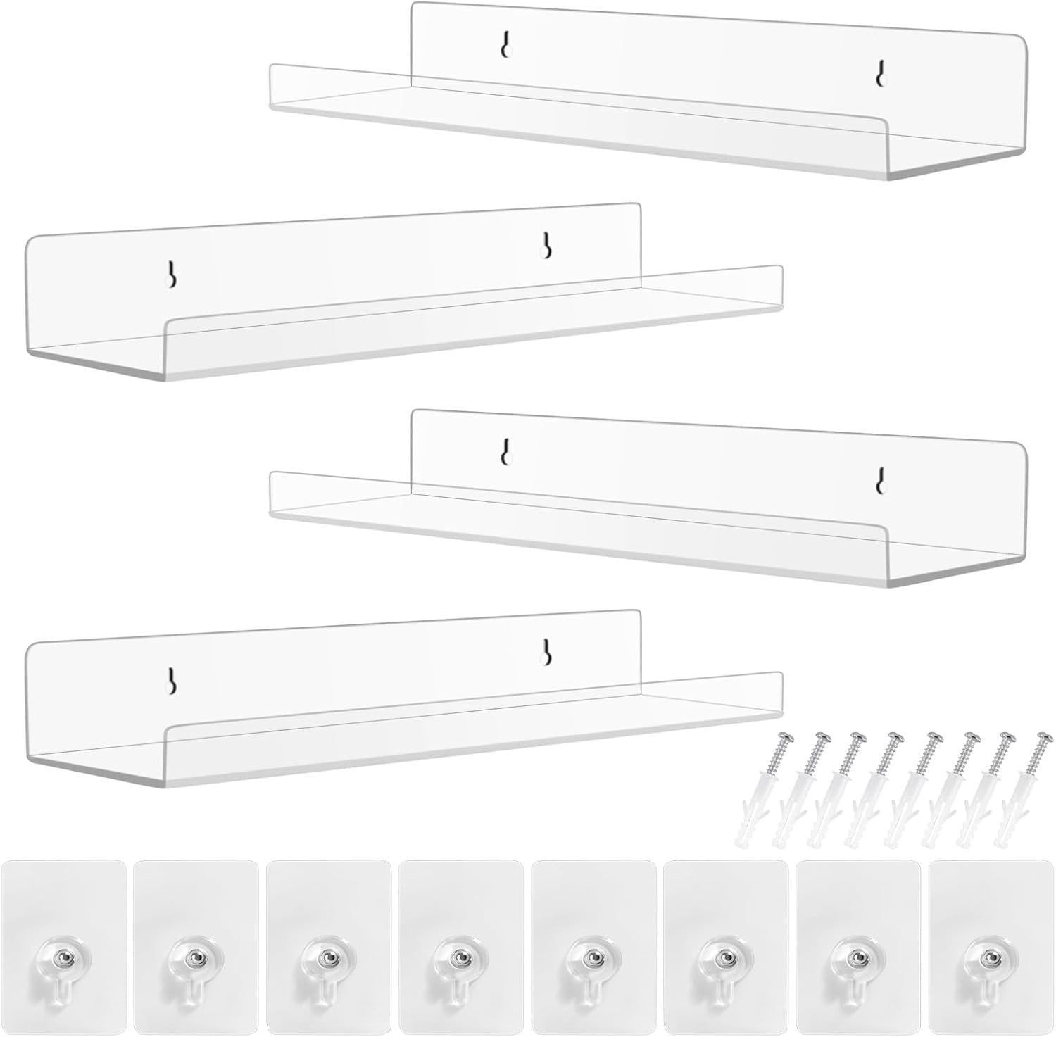 Acryl Wandplank voor Badkamer, Woonkamer, Slaapkamer of Keuken - Transparante Wandplank voor Decoratie en Organisatie