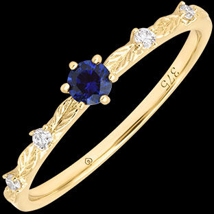 Edenly OlÃ©ane Ring â€“ 9-karÃ¤tiges Gelbgold, Saphir und synthetische Diamante