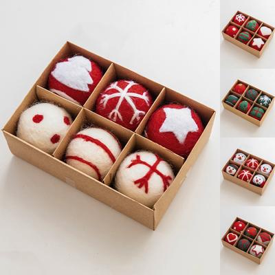 Discount Dollar Deals Mini Wool Christmas Tree Baubles, Handcrafted Felt Snowflake Ornaments, Festive Home & Gift Decor green