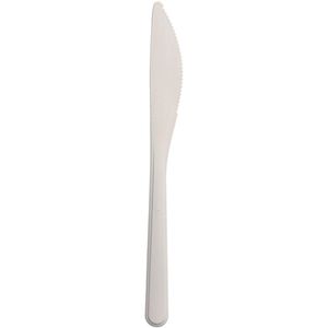 Papstar Tafelmesser 96428, Wellenschliff, 18,5 cm, Kunststoff, Mehrwegmesser, weiß, 50 Stück