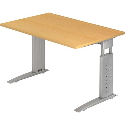Hammerbacher Schreibtisch C-Fuß 120x80cm Buche/Silber