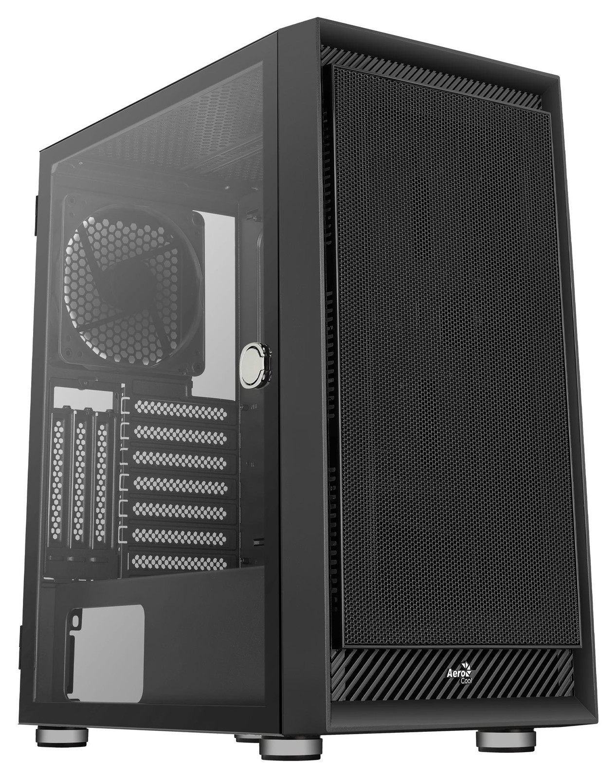 Aerocool ACCM-PB24013.11 Midi behuizing, grafiet zwart, geschikt voor MicroATX, ATX en MiniITX moederborden