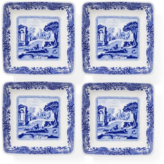 Spode Blue Italian Set of 4 Square Dishes