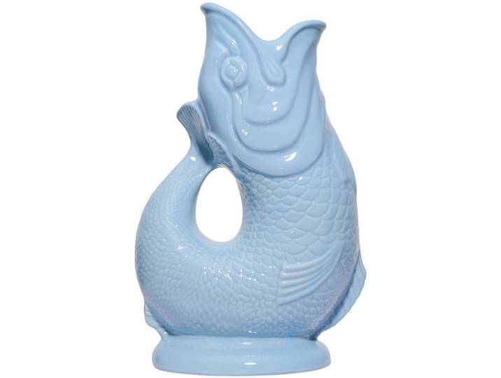 Gluckigluck Karaffe mit „Gluck-Gluck“-Geräusch 27,5/17/9,5 cm, Hellblau, Keramik, Tiere, 1.2 L, Organisch, handgemacht, Geschirr, Kannen & Karaffen, Wasserkaraffen & Krüge