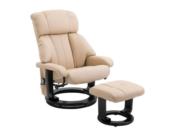 OKWISH Massagesessel Relaxliege,Fernsehsessel mit Liegefunktion (Relaxliege mit Liegefunktion & Massagesessel – Ergonomischer Fernsehsessel mit 10 Vibrationspunkten, 360° Drehfunktion & Hocker – Beige, 76 x 80 x 102 cm., 76x80x102cm), mit Relaxfunktion