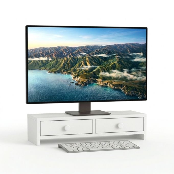 Relaxdays Monitorverhoger met 2 lades