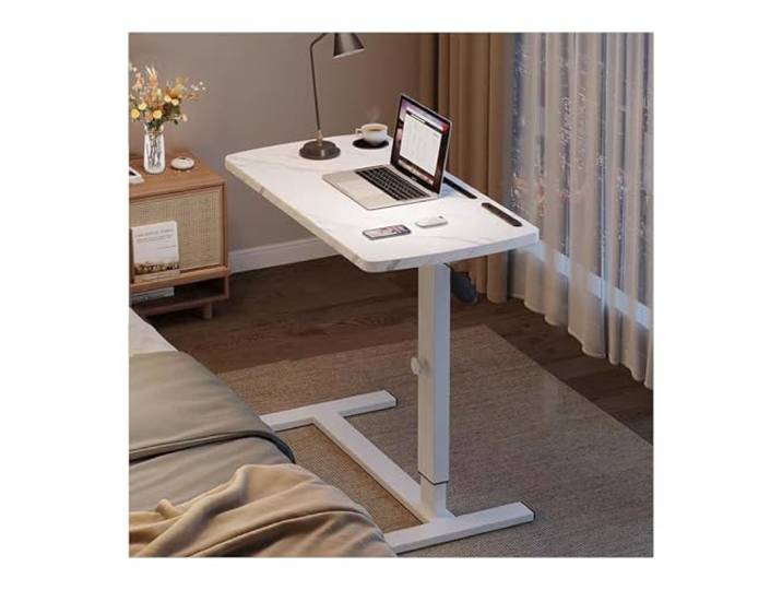 XCHtuerFY Beistelltisch, Vielseitiger Laptoptisch Walnussoptik, kompakte Aufbewahrungslösung(80 * 40cm,Upgraded Marble)