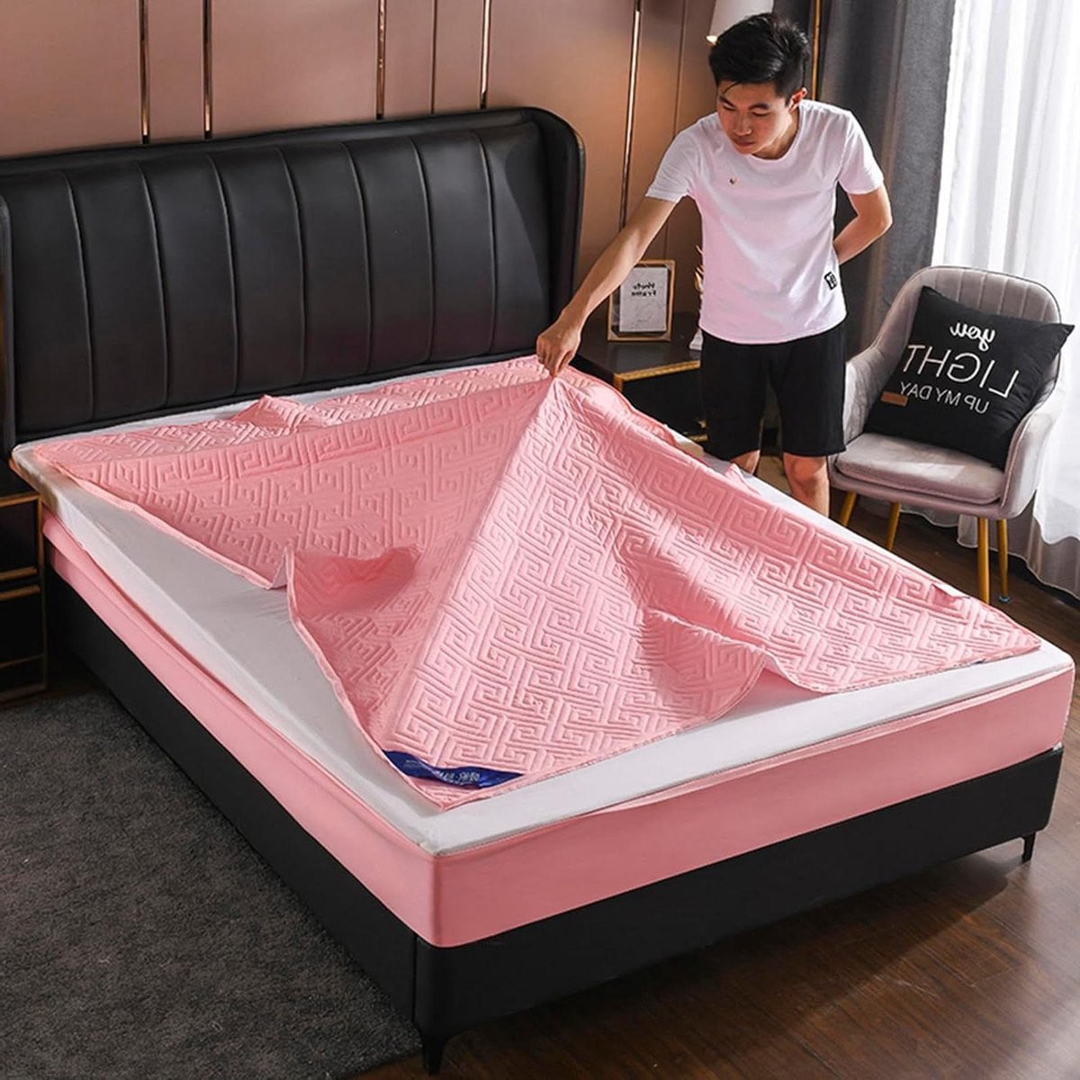 Gewatteerde Matrashoes Bedbeschermer Jade 140x200+15 cm