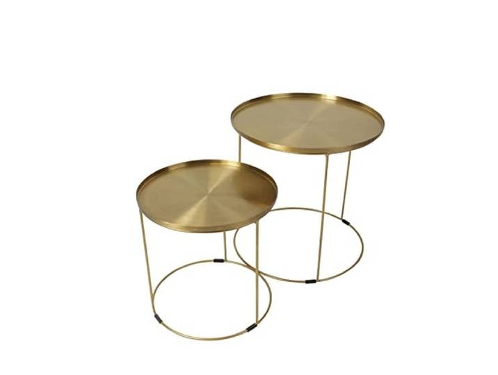 Werner Voß S/2 TLG. Beistelltisch Chelsea, Gold, Eisen, 51x51 cm (S) 41x40,5 cm (L) 51x51 cm