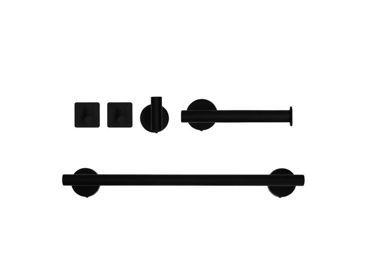 QUVIO Badkamer accessoires - Set van 5 - RVS - Zwart