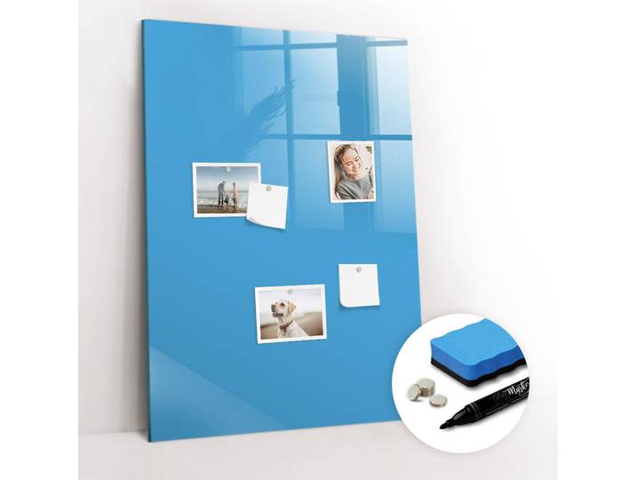 Tulup Magnettafel 70x100 Blau schwarzer Marker, Glas, 70x0.4x100 cm, Bilder & Rahmen, Pinnwände & Magnettafeln