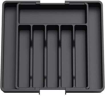 Multisell Products Hub Adjustable Silverware Utensil Organizer, Expandable Cutlery Tray For Kitchen Storage black