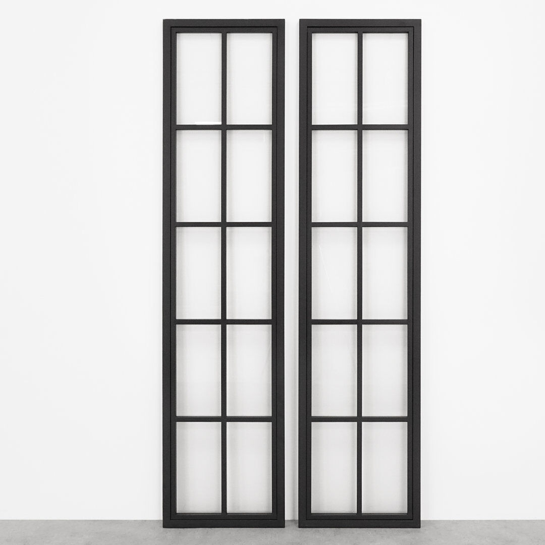Seart Group Metal Frame with Glass Barn Door Black 100cm W X 210cm H