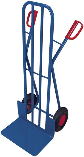 VARIOfit Diable en tube d’acier, pneus gonflables, dossier avec renforts en tube d’acier, pelle 480 × 300 mm (sk-710.213)