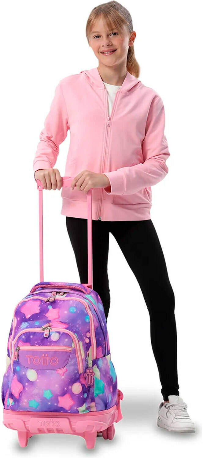 Totto ruedas bomper renglones mochila deporte Rosa (UNICA)