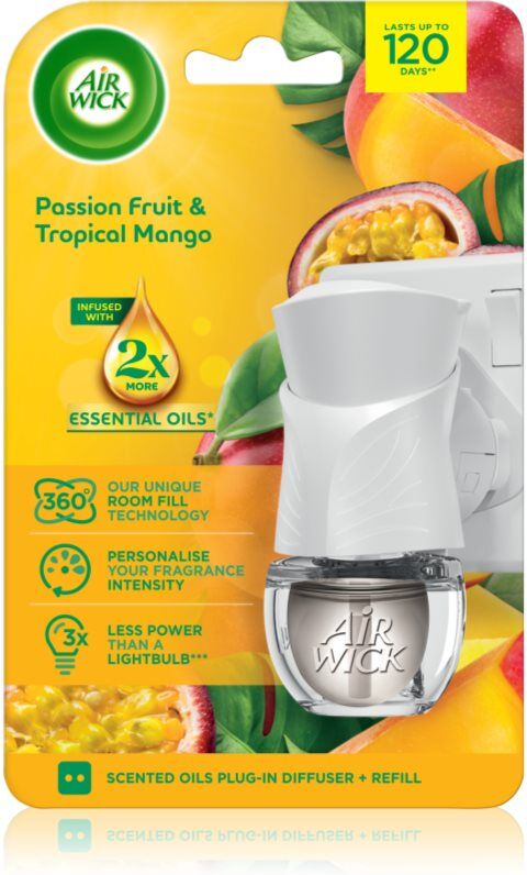 Air Wick Essential Oils Electric Passion Fruit & Tropical Mango electric air freshener with refill 19 ml