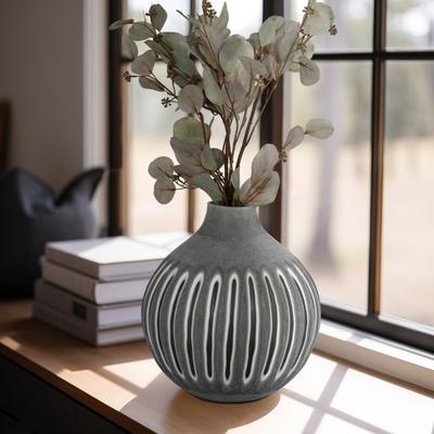 "Sagebrook Home 12"" Abbot Medium Green Glass Vase"