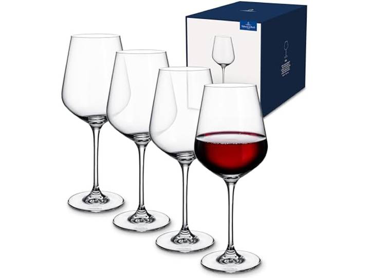 Villeroy & Boch - La Divina Gobelet à Vin Rouge 4 Pièces Transparent\, Garanti Lave-Vaisselle\, Verre à Vin\, Service à Vin