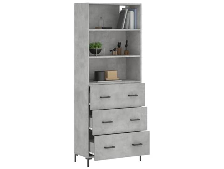 KTHLBRH Anrichte grau Beton 69,5 x 34 x 180 cm Holz mehrschichtig Metallfüße, großer Stauraum, Wohnzimmermöbel, Montage erforderlich