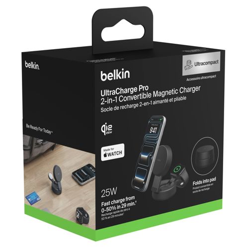 Belkin UltraCharge 25W Qi2 magn. 2-in-1 Lad.dunkelgrau WIZ043kqCH