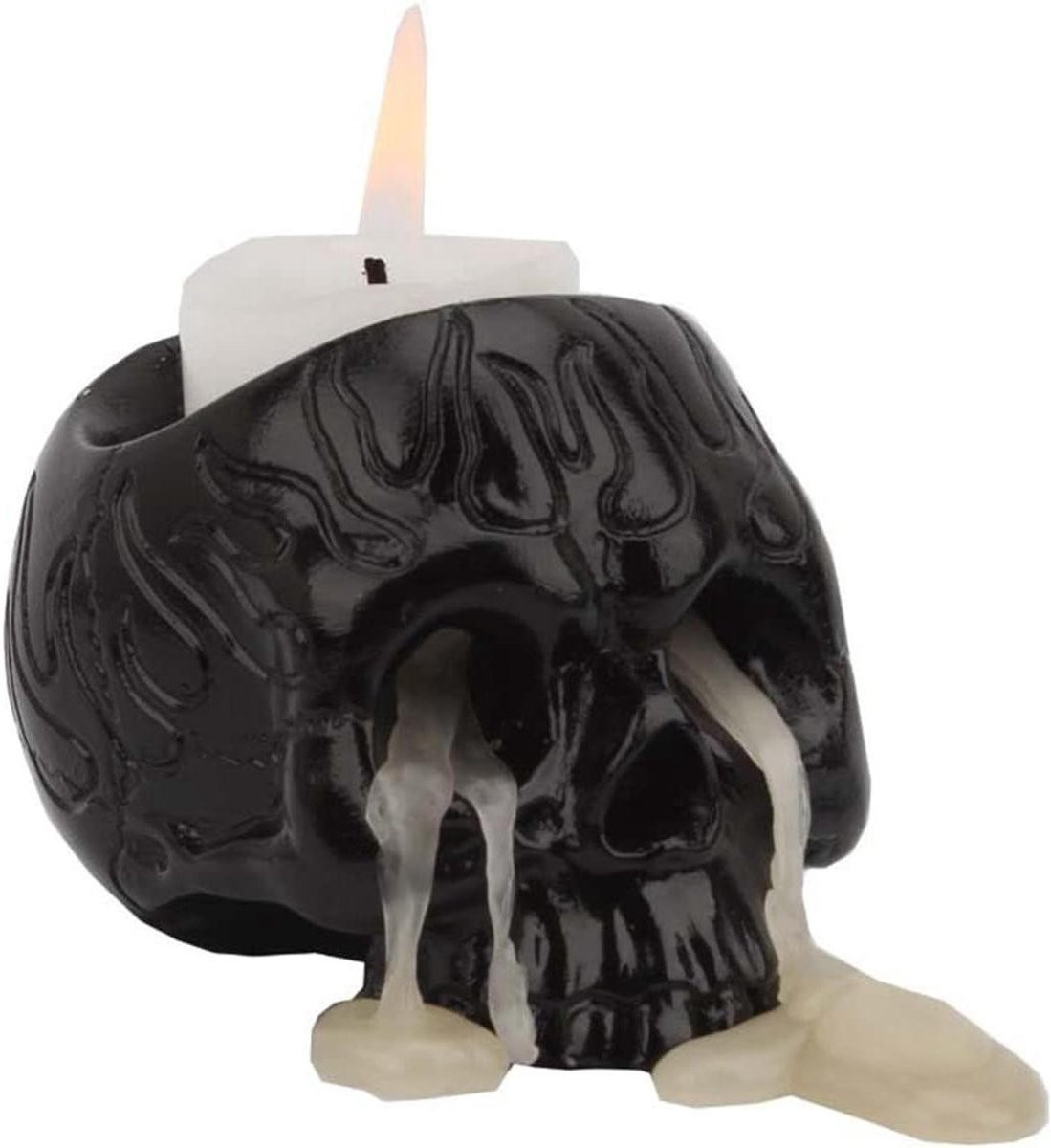 Handgemaakte unieke schedel kaarshouder en skelet kandelaar voor Halloween decoratie