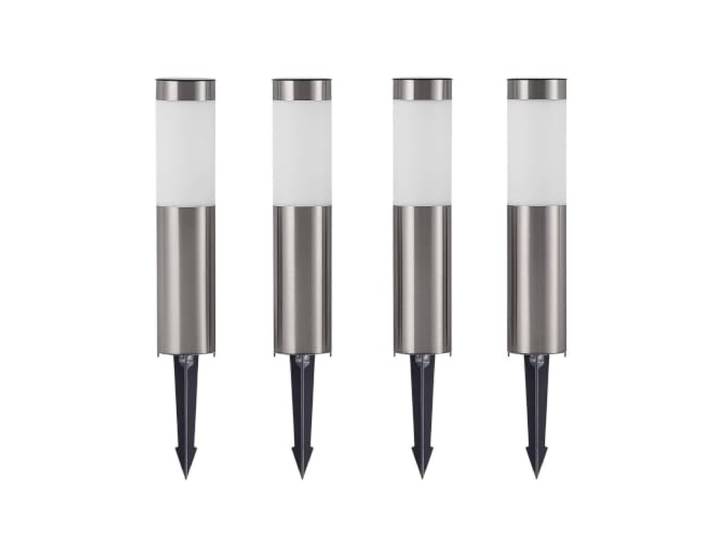 Lindby 4er Set LED Solarleuchten Sirita (spritzwassergeschützt (Modern) in Alu aus Edelstahl (1 flammig,) - Solarlampe Solarleuchte Garten