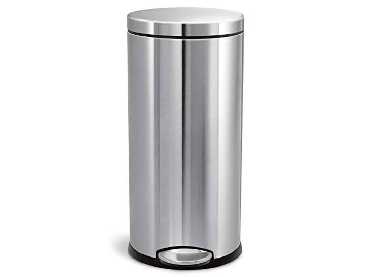 simplehuman 30 Liter, runder Treteimer, Mülleimer Küche, gebürsteter Stahl, CW1810