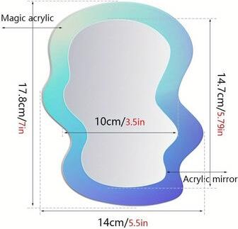 Fusion Finds Geometric Magnetic Locker Mirror For School, Fridge & Bathroom Frameless Makeup Mirror a