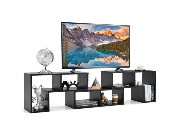 COSTWAY 65  Meuble TV en 3 Pcs Modulaire Étagère Bibliothèque Modulable pour Salon Chambre Meuble TV Bois 135x30x43cm Noir