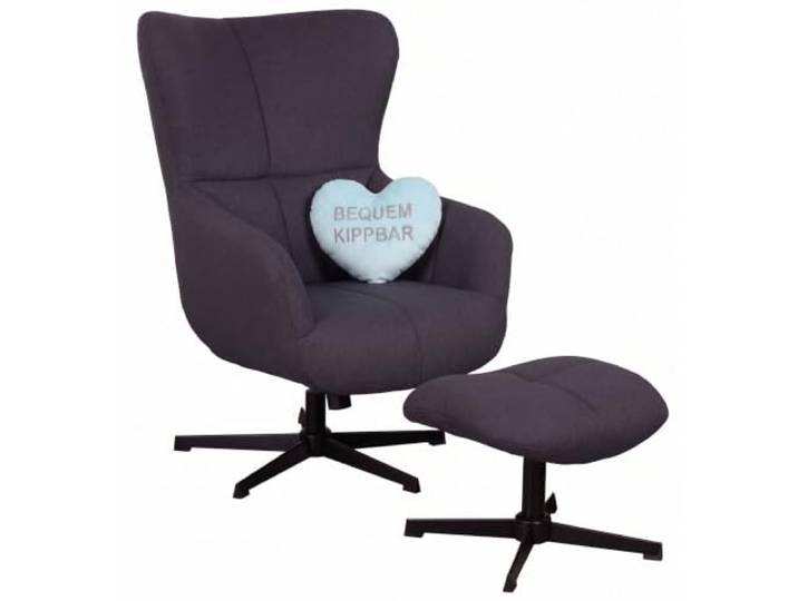 MR. DEKO Ohrensessel mit Fußhocker Sava Hochlehner Lounge-Sessel mit Armlehnen Drehbarer, kippbarer Relaxsessel mit Hocker Elegante Möbel für Wohnzimmer & Schlafzimmer 74x104x86 cm