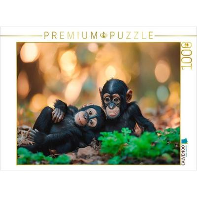 CALVENDO Puzzle Schimpansenkinder - Sprache der Freundschaft | 1000 Teile Lege-Größe 64x48cm Foto-Puzzle für glückliche Stunden, von , Calvendo Puzzle