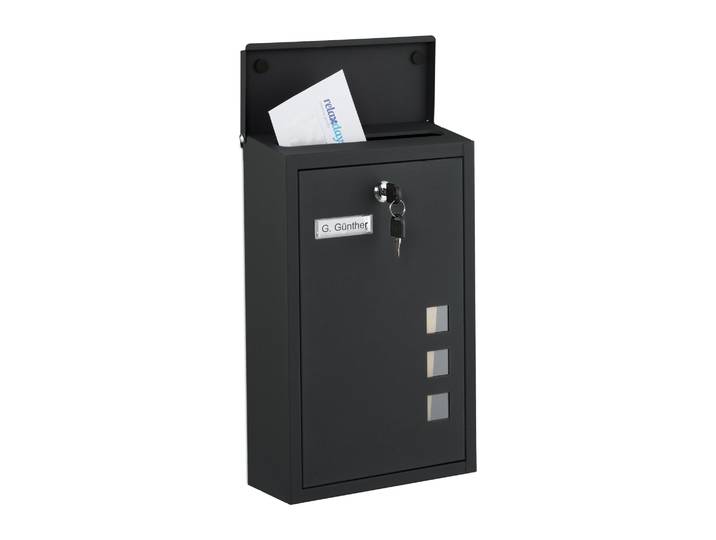 Briefkasten Hochformat Schwarz-Silber-Transparent